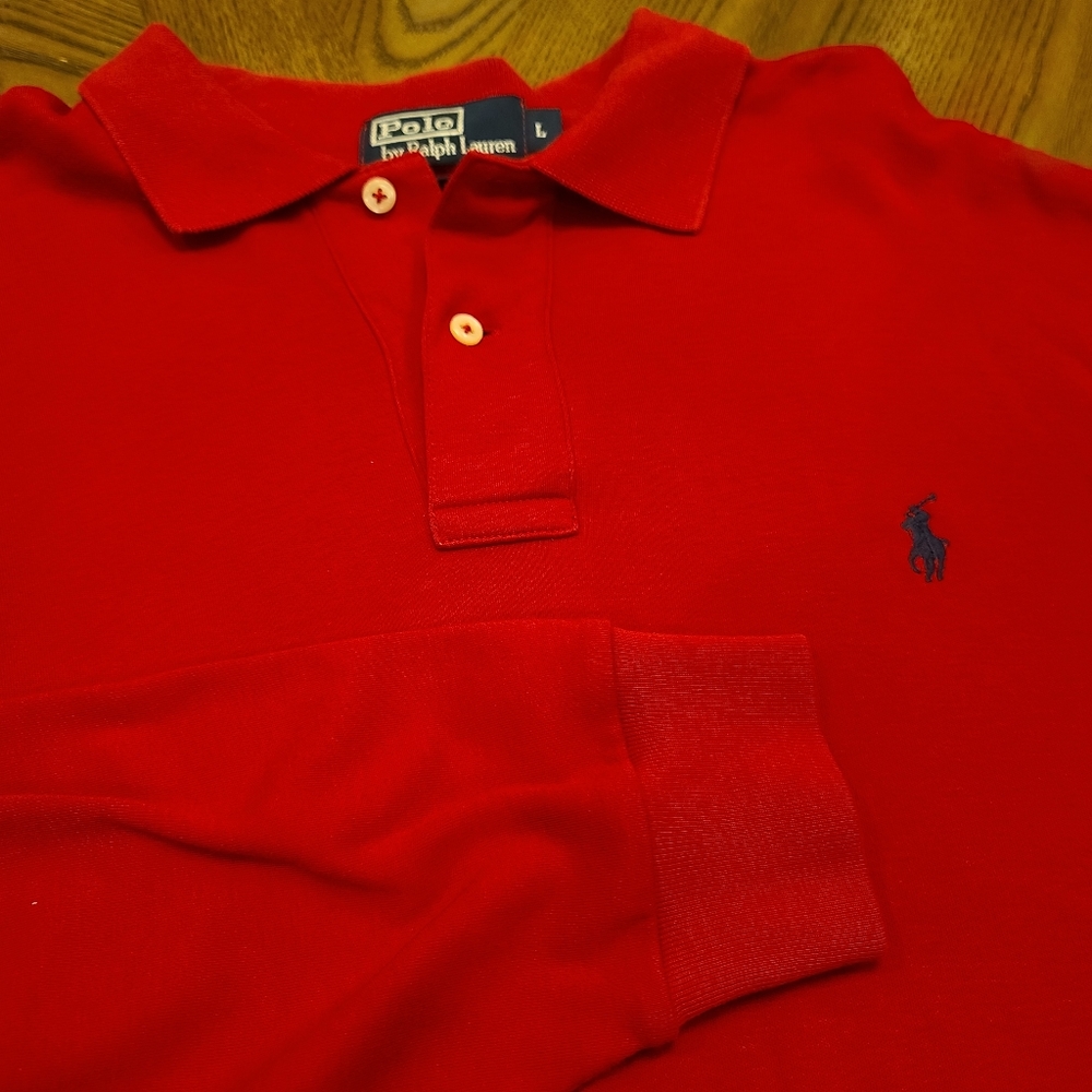 Mens Red L Ralph Lauren long sleeve Polo